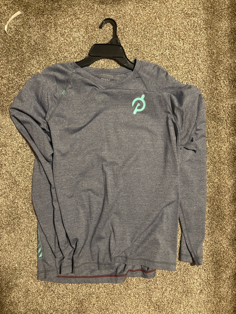 Peloton Heather Blue Long-Sleeve Performance Shirt with Teal Logo